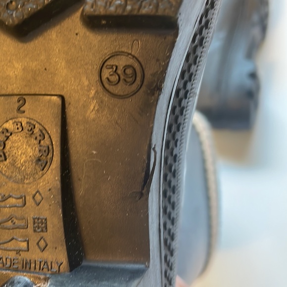 Burberry Black Rubber Knit Top Nova Check Rain Boot Women Sz 9 Made in ITALY - Picture 10 of 16